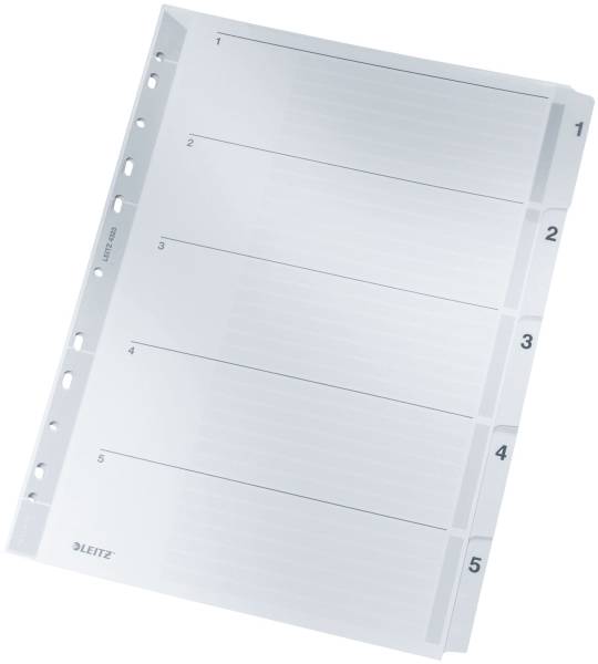 4323 Zahlenregister 1 5, A4, Karton, 5 Blatt, grau