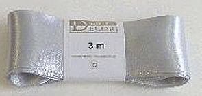 Doppelsatinband 40 mm x 3 m, silber