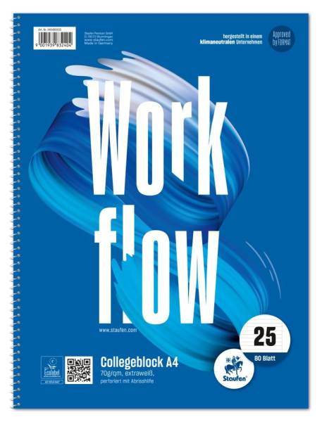 Collegeblock LIN25 A4 80 Blatt 70g qm 9mm liniert mit Rand