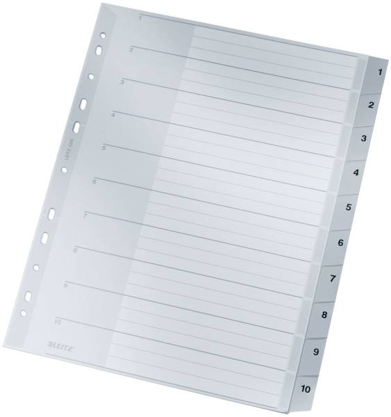 1280 Zahlenregister 1 10, PP, A4 Überbreite, 10 Blatt, grau