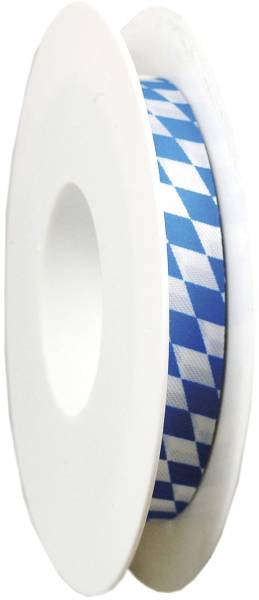 Zier Acetatband 15 mm x 25 m, Raute, weiß blau