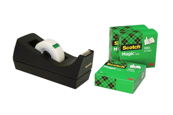 Tischabroller inkl 3 Rollen Magic(TM)Tape 810, schwarz