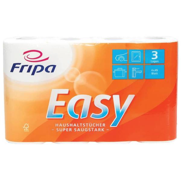 Haushaltsrollen Easy 3 lagig, geprägt, hochweiß, 4 Rollen à 45 Blatt