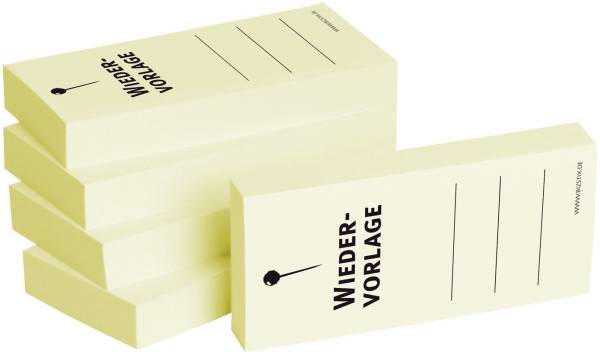 Bedruckte Haftnotizen Text: Wiedervorlage