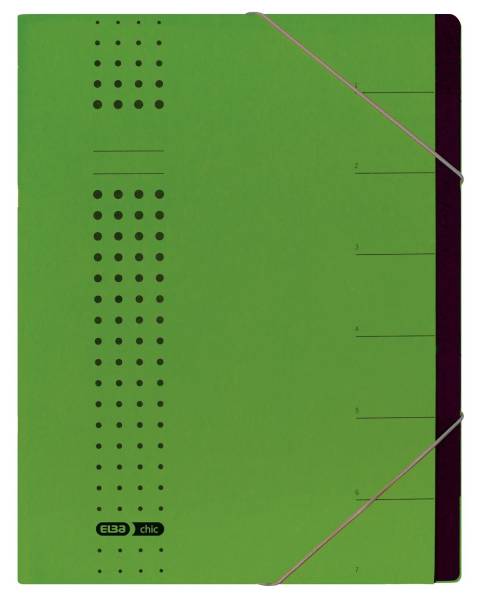 Ordnungsmappe chic 7 Fächer, A4, Karton (RC), 450 g qm, grün
