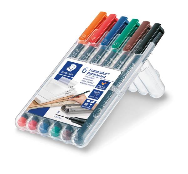 Feinschreiber Lumocolor Universalstift permanent, F, Box mit 6 Farben®