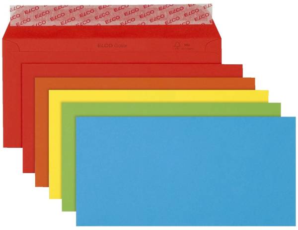 Briefumschlag Color DL, Kleinpackung 20 Stück, 5 Farben sortiert, haftklebend