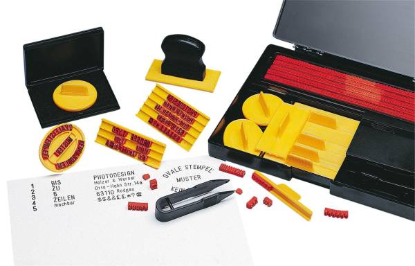 Stempel Druckerei groß Komplett Set, 571 Typen in Schrifthöhe 4 und 5 mm