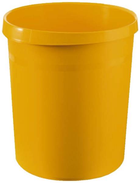 Papierkorb GRIP, 18 Liter, rund, 2 Griffmulden, extra stabil, gelb