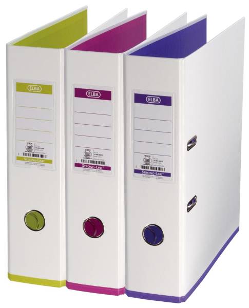 Ordner myColour ohne Kantenschutz, weiß m farbigem Rand, sortiert