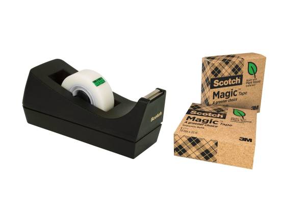 Tischabroller greenerChoice inkl 3 Rollen Klebefilm, schwarz