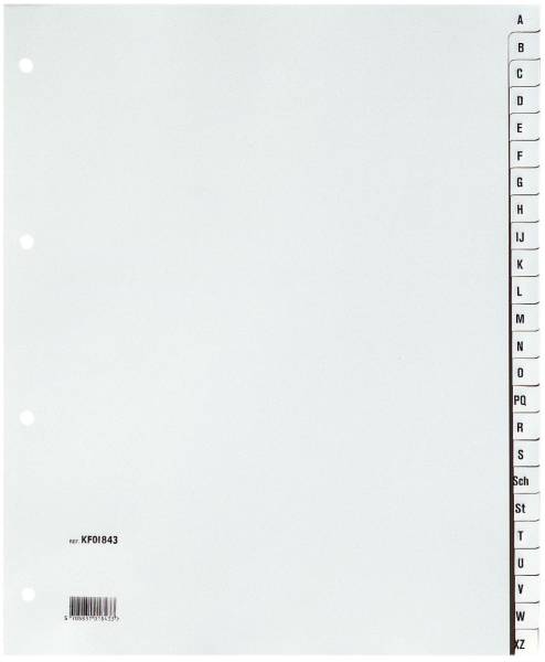 Register A Z, PP, ohne Index, A4 Überbreite, 24 Blatt, grau