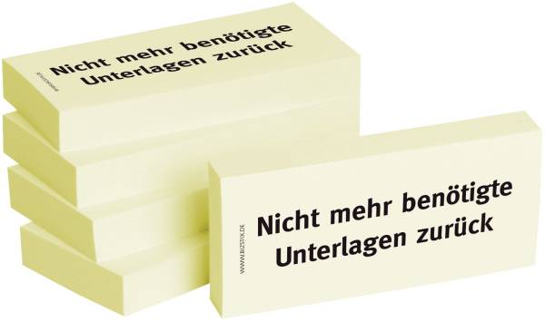 Bedruckte Haftnotizen Text: Nicht mehr benötigte Unterlagen zurück
