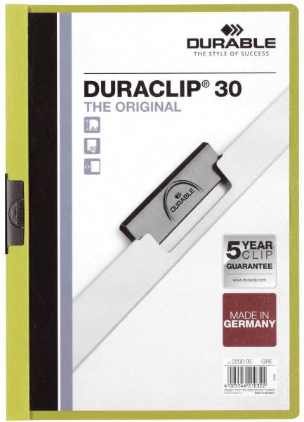 Klemm Mappe DURACLIP 30, DIN A4, grün®