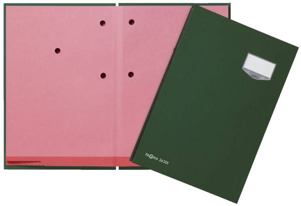 Unterschriftsmappe DE LUXE 20 Fächern, A4, Leinen Einband, grün