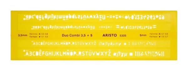 ISONORM Schriftschablone Duo Fineliner, gerade (Mittelschrift), 0,35 0,5 mm