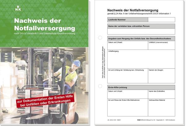 RNK Vordruck Nachweis der Notfallversorgung 3124 A5/50BL Block