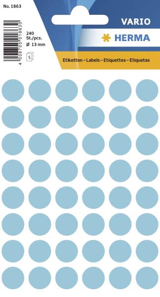 HERMA Etiketten Ø13mm blau 1863 240 Stück permanent haftend