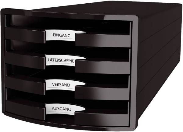Schubladenbox IMPULS A4 C4, 4 offene Schubladen, schwarz