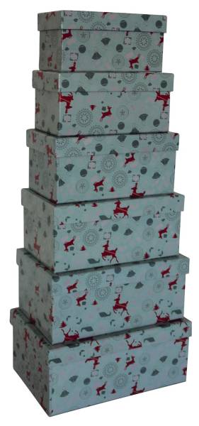 Weihnachtsgeschenkkarton Hirsch 6 tlg , rechteckig