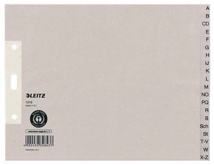 1210 Register A Z, Papier, A4 Überbreite, halbe Höhe, 20 Blatt, grau