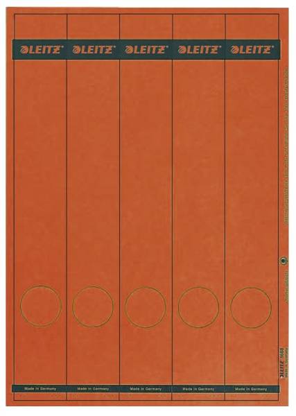 1688 PC beschriftbare Rückenschilder Papier, lang schmal, 125 Stück, rot