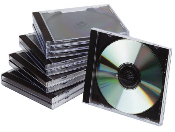 CD Boxen Standard Hardbox für 1 CD DVD, transparent schwarz, Packung mit 10 Stück