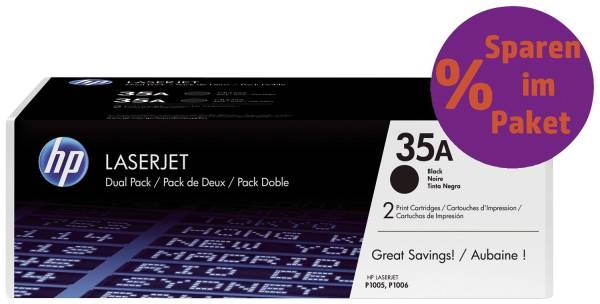 Druckkassetten schwarz, 2 x 1 500 Seiten, CB435AD®