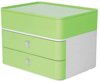 SMART BOX PLUS ALLISON Schubladenbox mit Utensilienbox stapelbar, 2 Laden, weiß grün