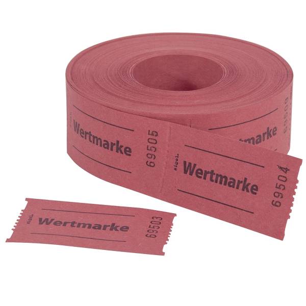 Gutscheinmarken Rollen »Wertmarke« rot, fortlaufend nummeriert, 60x30 mm, 500 Stück