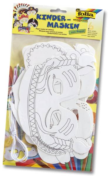 FOLIA Kindermaske 6ST sort. weiß 23219