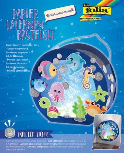 FOLIA Bastelset Laterne mit LED 68105 Unterwasserwelt