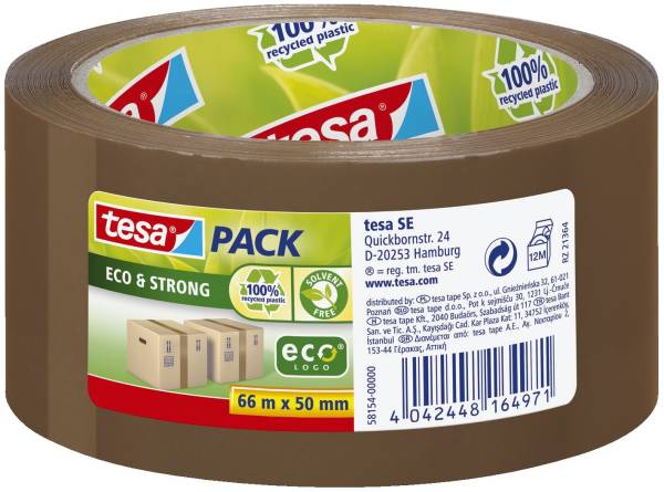 Verpackungsklebeband tesapack Eco & Strong, 66 m x 50 mm, braun®