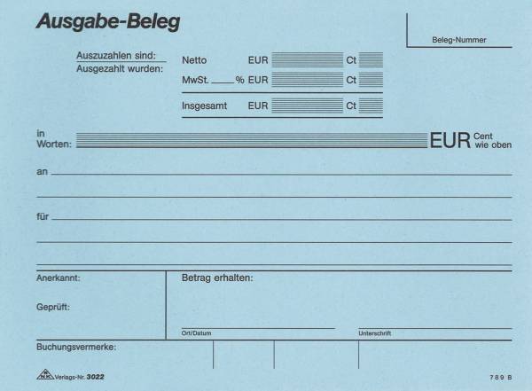 RNK Ausgabebelegblock 2x50Bl 3022