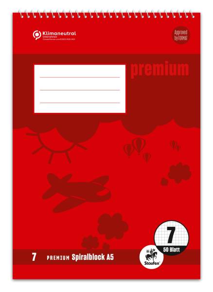 STAUFEN PREMIUM Spiralblock A5 40BL Lin.7 grau 734042107