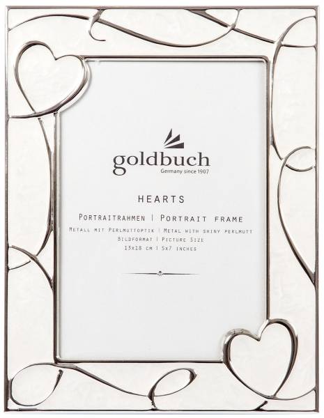 Bilderrahmen Portrait "Hearts" creme silber, für 1 Foto 13 x 18 cm