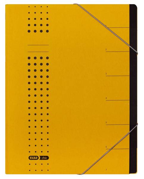 Ordnungsmappe chic, Karton (RC), 450 g qm, A4, 7 Fächer, gelb