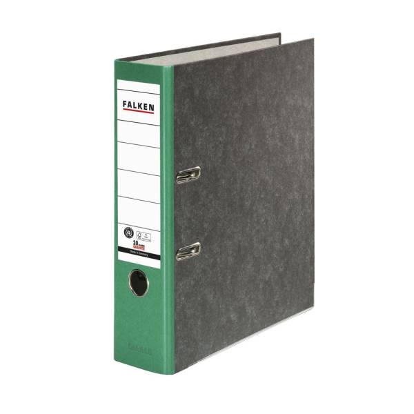 FALKEN Ordner Wolkenmarmor A4 8cm sw/grün 80024714 Recycling