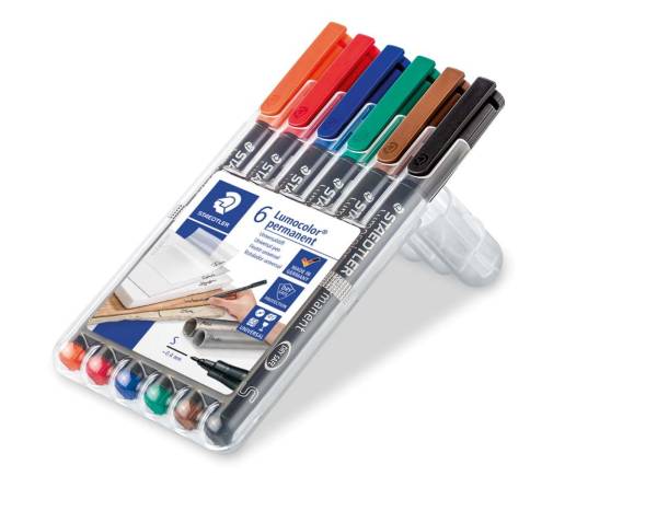 STAEDTLER Folienstift Lumocolor SF 6 Farben sort. 313 WP6 permanent