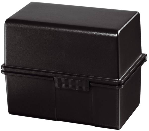 Karteibox DIN A8 quer, für 200 Karten mit Stahlscharnier, schwarz