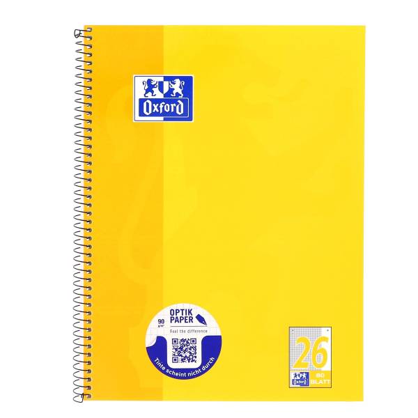 Collegeblock Schule, Optik Paper 90 g qm, A4+, kariert Rand, 80Blatt