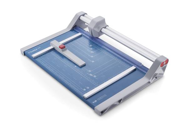 Rollen Schneidemaschine 550 Schnittlänge 360 mm, A4, mit doppelter Führungsstange, blau