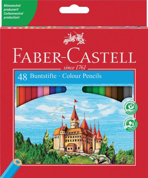 FABER CASTELL Farbstiftetui Castle 48ST sort 120148 m.Spitzer