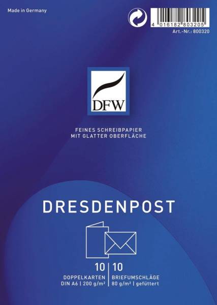 Doppelkarte DresdenPost A6 hoch, 10 Karten 10 Umschläge