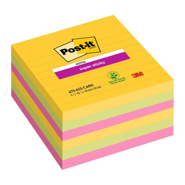 POST-IT Haftnotizblock liniert 6ST sortiert 675-S6Rm 101x101mm