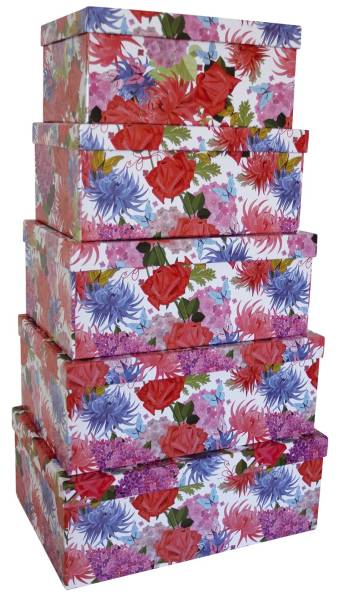 Geschenkkarton Blumen bunt 1530 5tlg Hoch