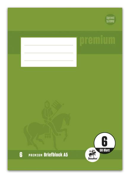 STAUFEN PREMIUM Briefblock A5 50BL blanco 90g weiß 734040250