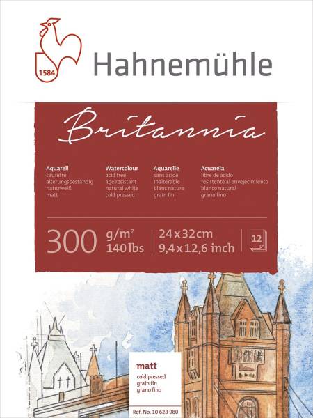 Aquarellblock 24 x 32 cm, 300 g qm, 12 Blatt