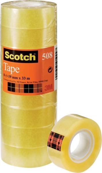 Klebeband Transparent 508, PP, Bandgröße (L x B): 33 m x 19 mm, 8 Rollen