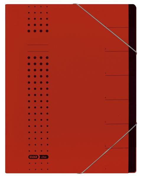 Ordnungsmappe chic 7 Fächer, A4, Karton (RC), 450 g qm, rot